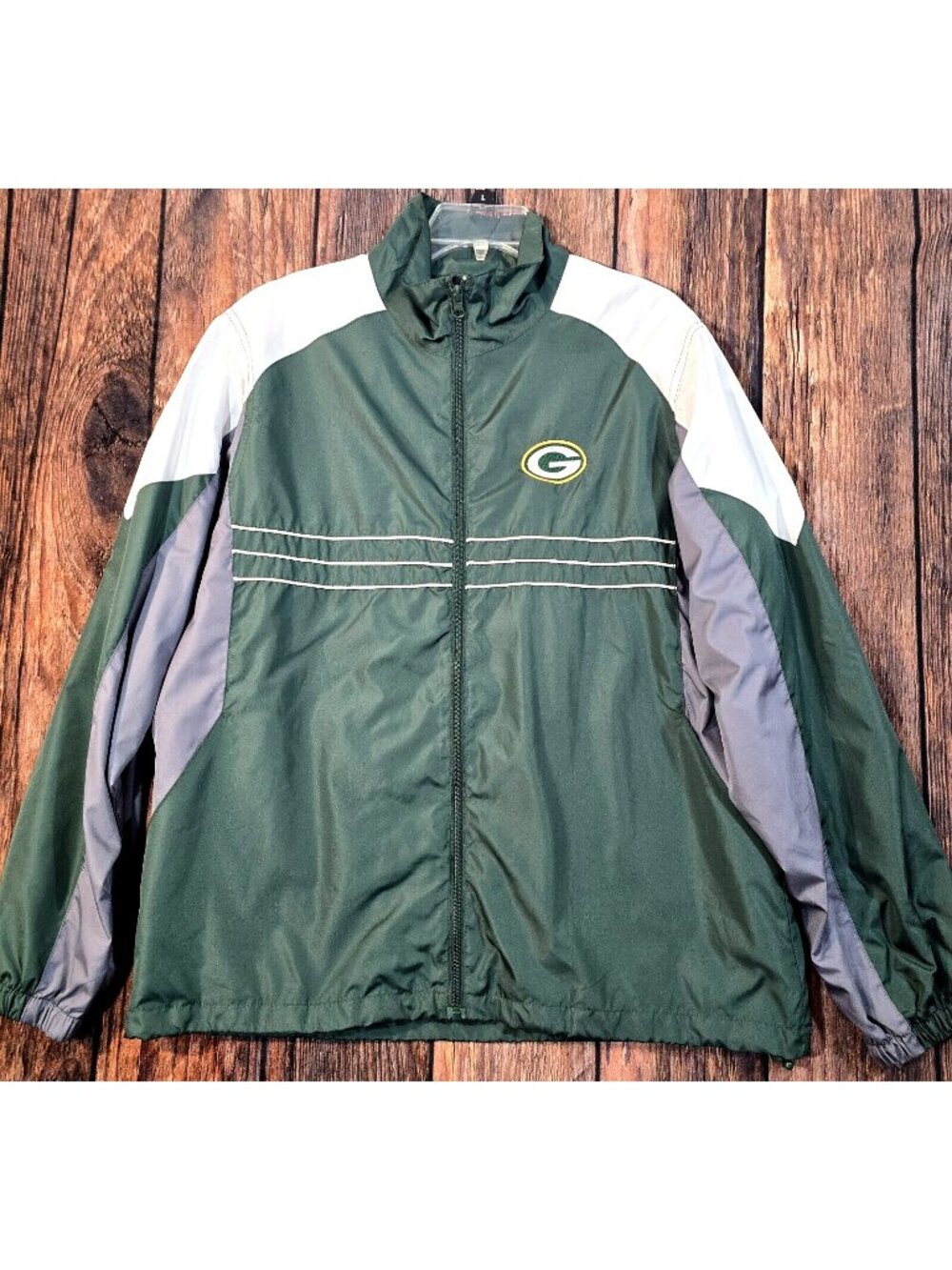 Green Bay Packers NFL Team Apparel Reebok SI Windbreaker Jacket Lightweight Sz L